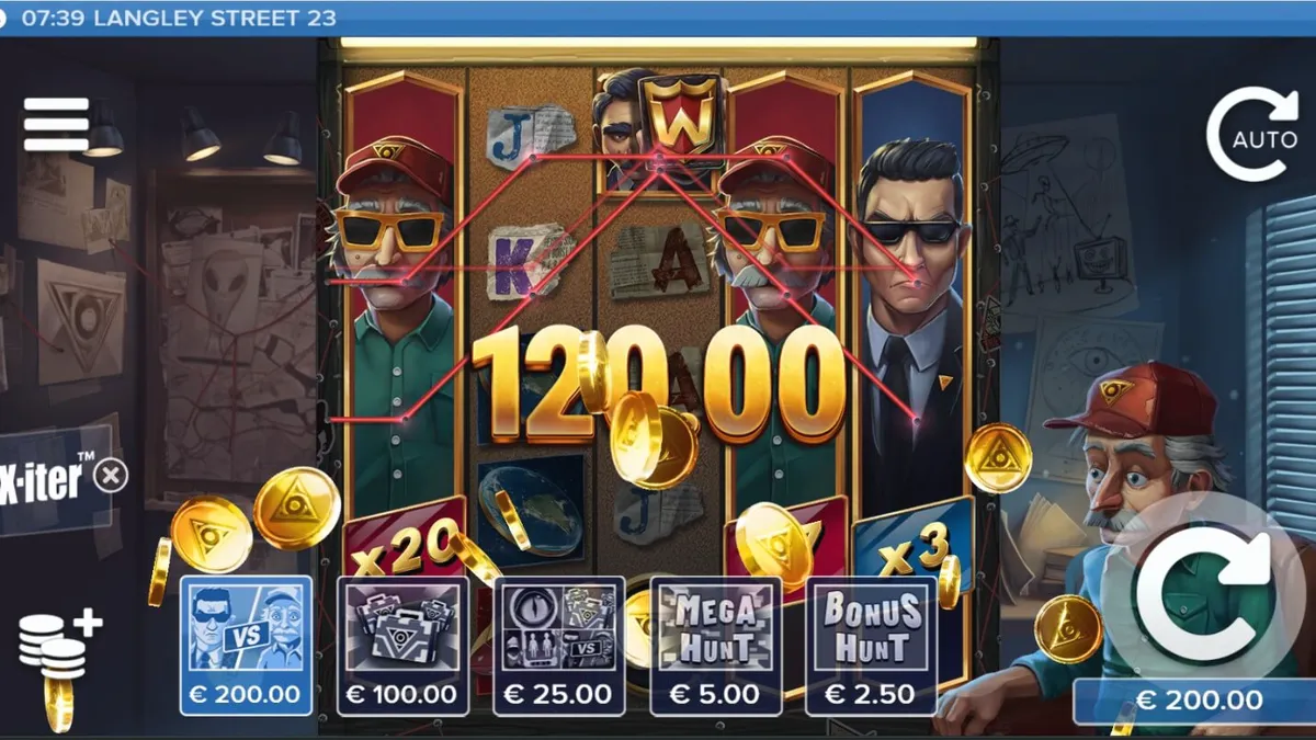 Mobile screen na nagpapakita ng Langley Street 23 slot game